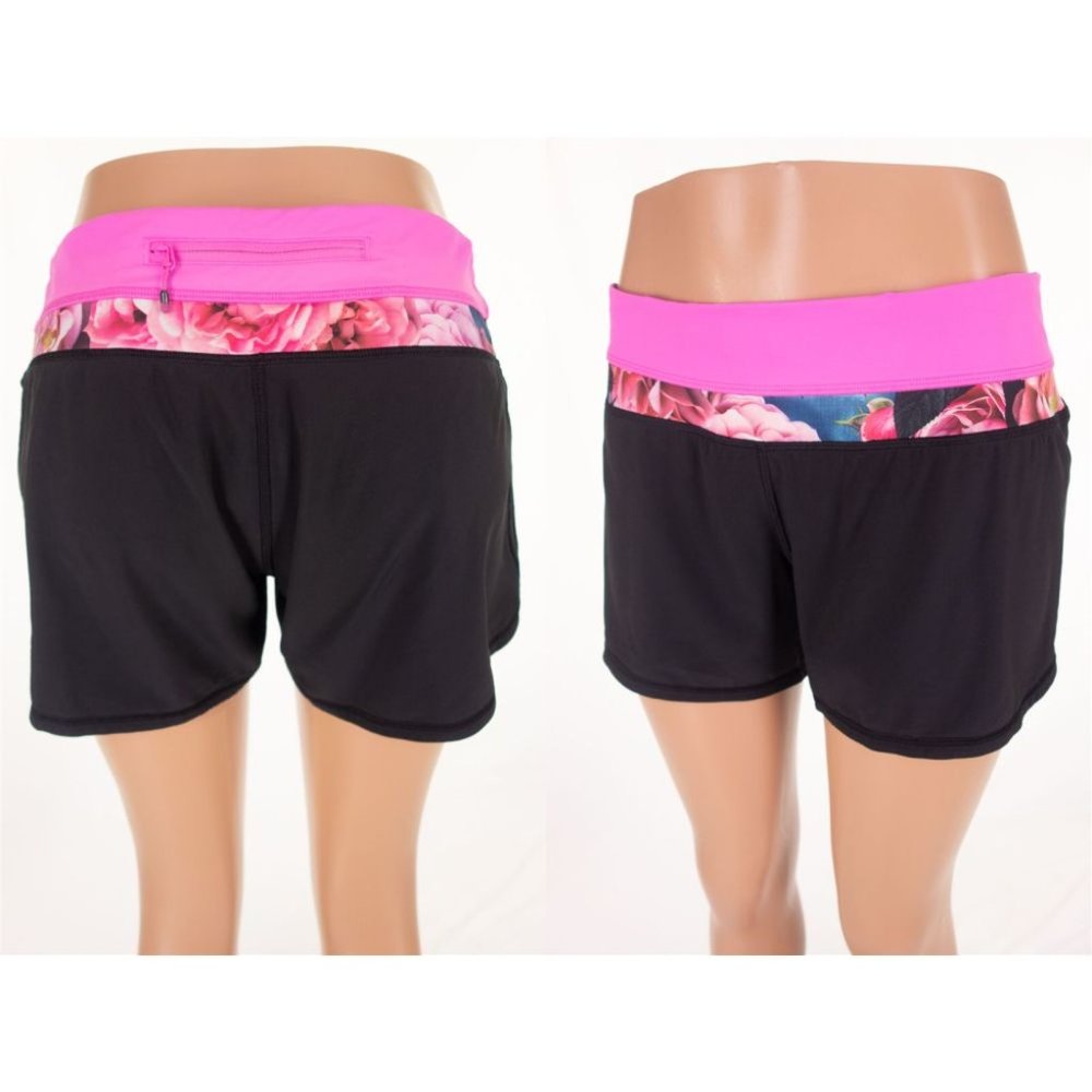 LULULEMON 8 Groovy Run Short *4-way Stretch Black Pow Pink Light Secret Garden
